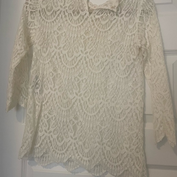 Zara Lace scalloped tee size small white - Picture 3 of 3